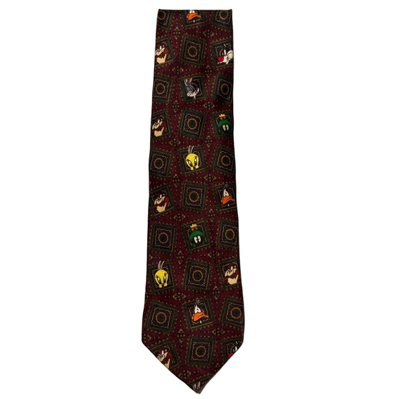 Looney Tunes Mania Other - Classic Burgundy Novelty Men's Tie with Cartoon Motifs